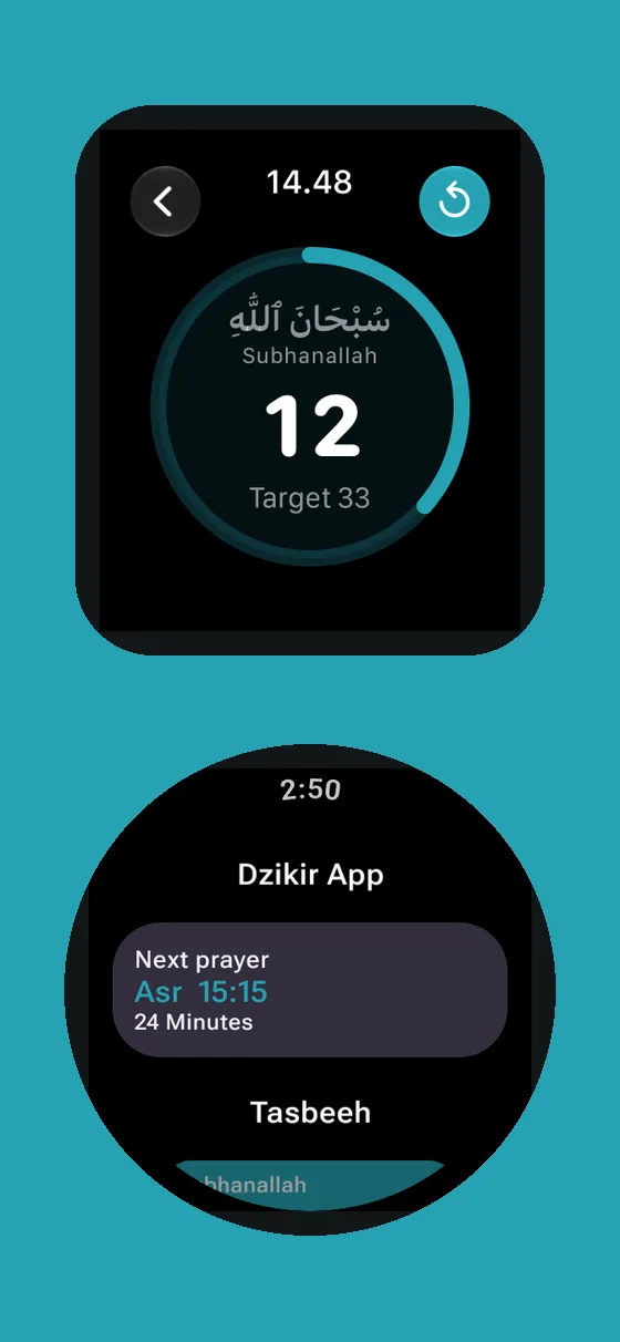 Apple Watch et Wear OS dans Dzikir App